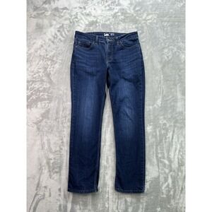 Lee Jeans Women Sz 10 M Dark Blue Regular Fit Mid Rise Straight Leg Whiskered
